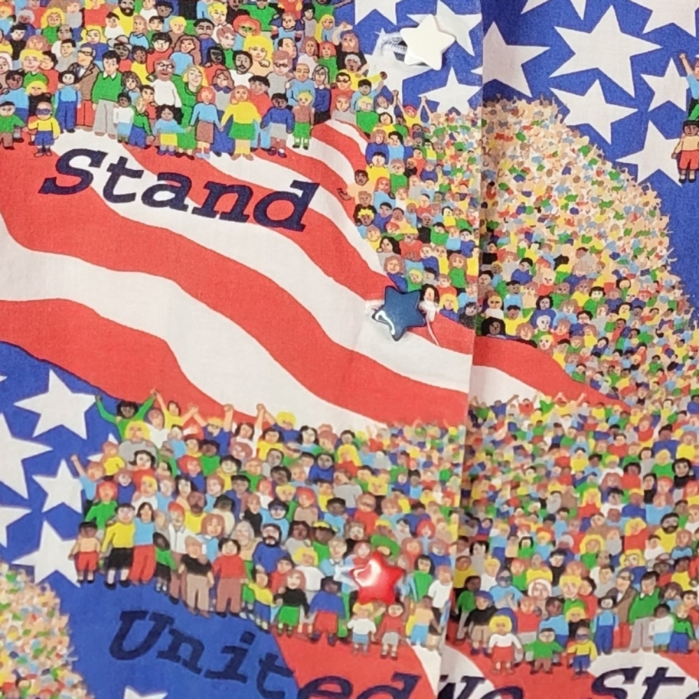 United We Stand Handmade Patriotic 4th of July Celebrate America Button Up L - Picture 4 of 11